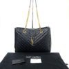 YSL Black Grain De Poudre Matelasse Chevron Tote Bag With Gold Hardware 12