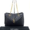 YSL Black Grain De Poudre Matelasse Chevron Tote Bag With Gold Hardware 11