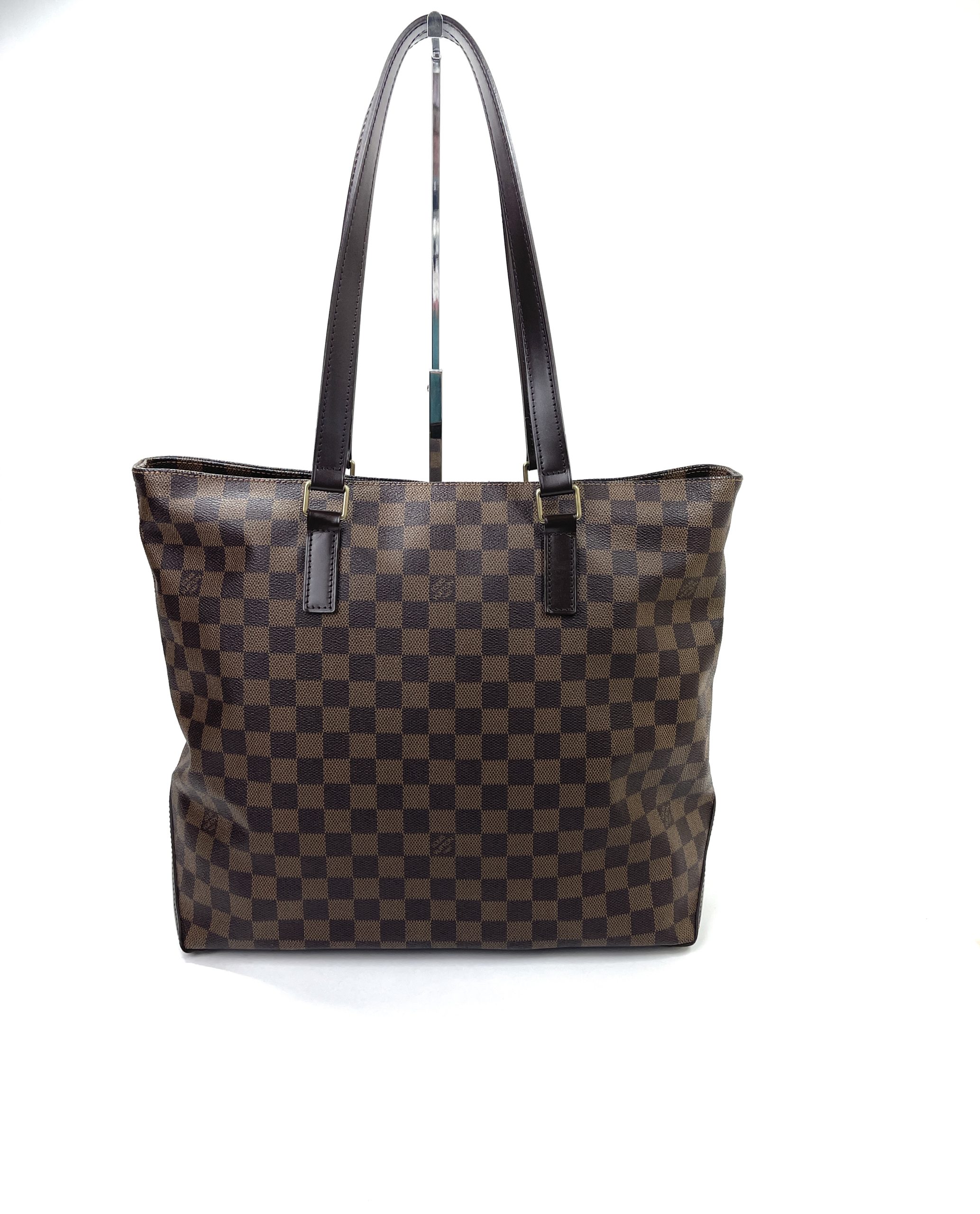 Louis Vuitton White Checkered Tote Bag