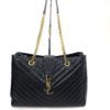 YSL Black Grain De Poudre Matelasse Chevron Tote Bag With Gold Hardware 10