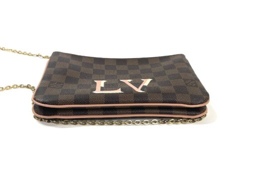 Louis Vuitton LV Damier Ebene Double Zip Pochette Crossbody 17