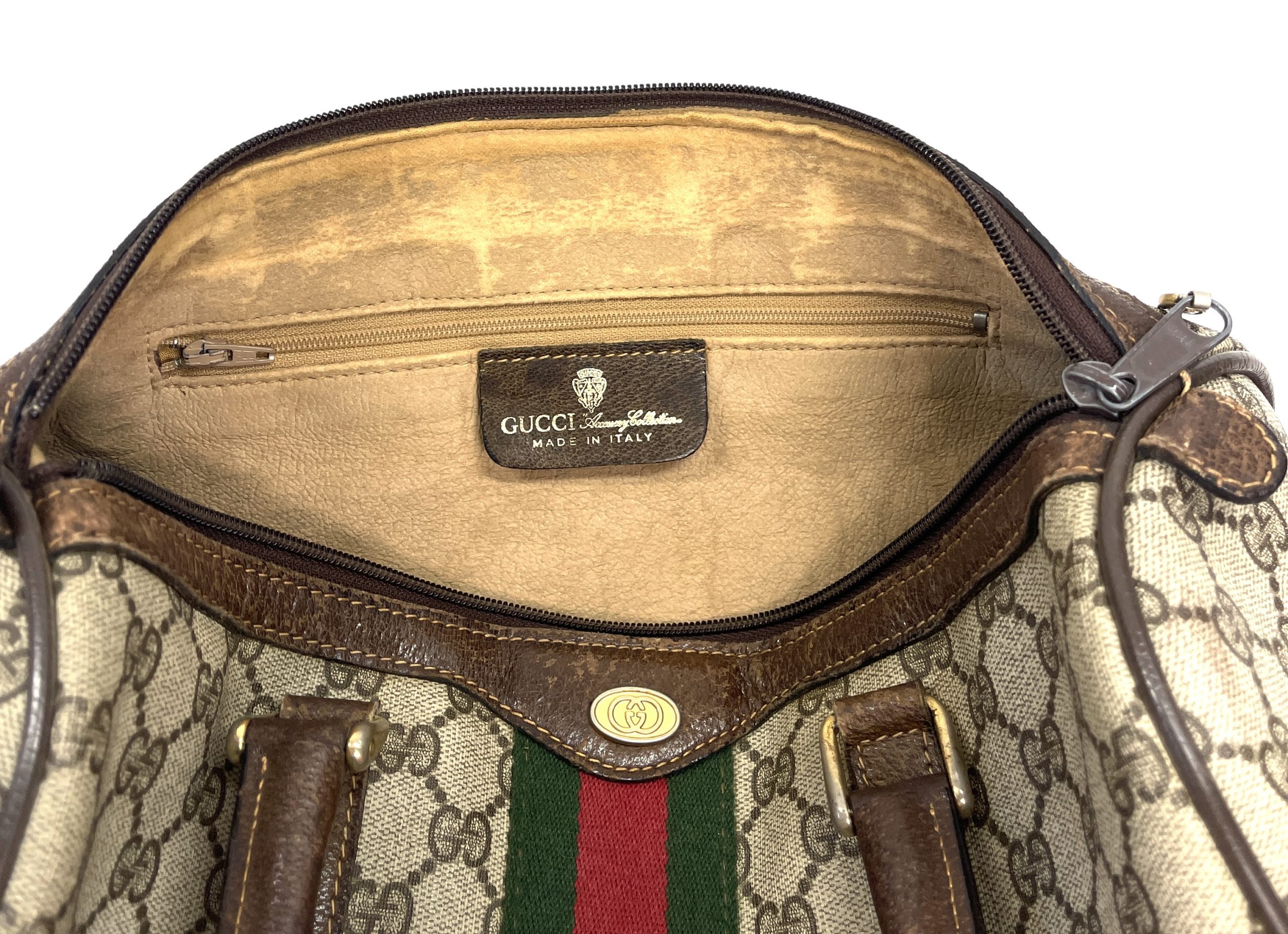 Gucci Brown Coated Canvas Monogram Top Zip Handbag Speedy Bag