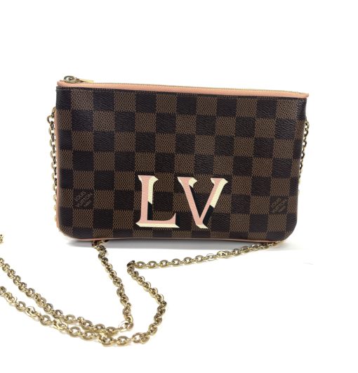 Louis Vuitton LV Damier Ebene Double Zip Pochette Crossbody