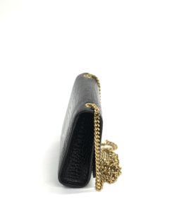 YSL Saint Laurent Small Kate Crocodile-Embossed Black Leather Shoulder Bag With Gold Tassel side