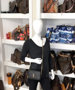 YSL Saint Laurent Mini Lou Black Matelassé Leather Camera Bag w mannequin