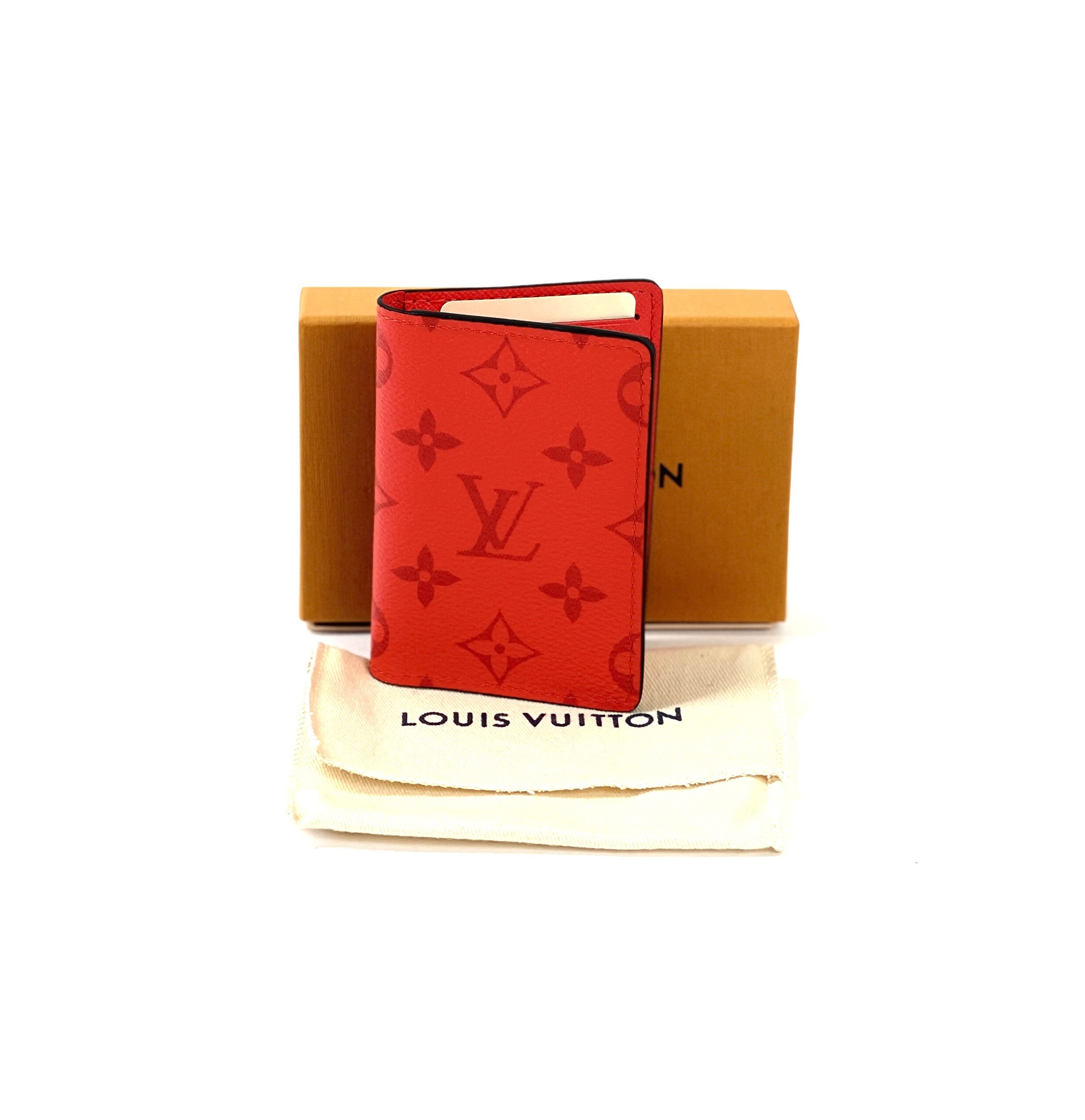 New Authentic LOUIS VUITTON POCKET ORGANIZER Saffron Card Holder* M81809