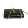 YSL Saint Laurent Small Kate Crocodile-Embossed Black Leather Shoulder Bag With Gold Tassel 12