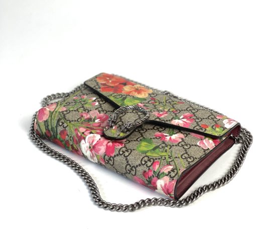 Gucci Beige GG Supreme Coated Canvas Mini Dionysus Blooms Wallet-On-Chain Bag 11
