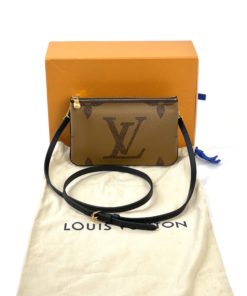 LOUIS VUITTON Double Zip Pochette Reverse Monogram Giant Crossbody Bag