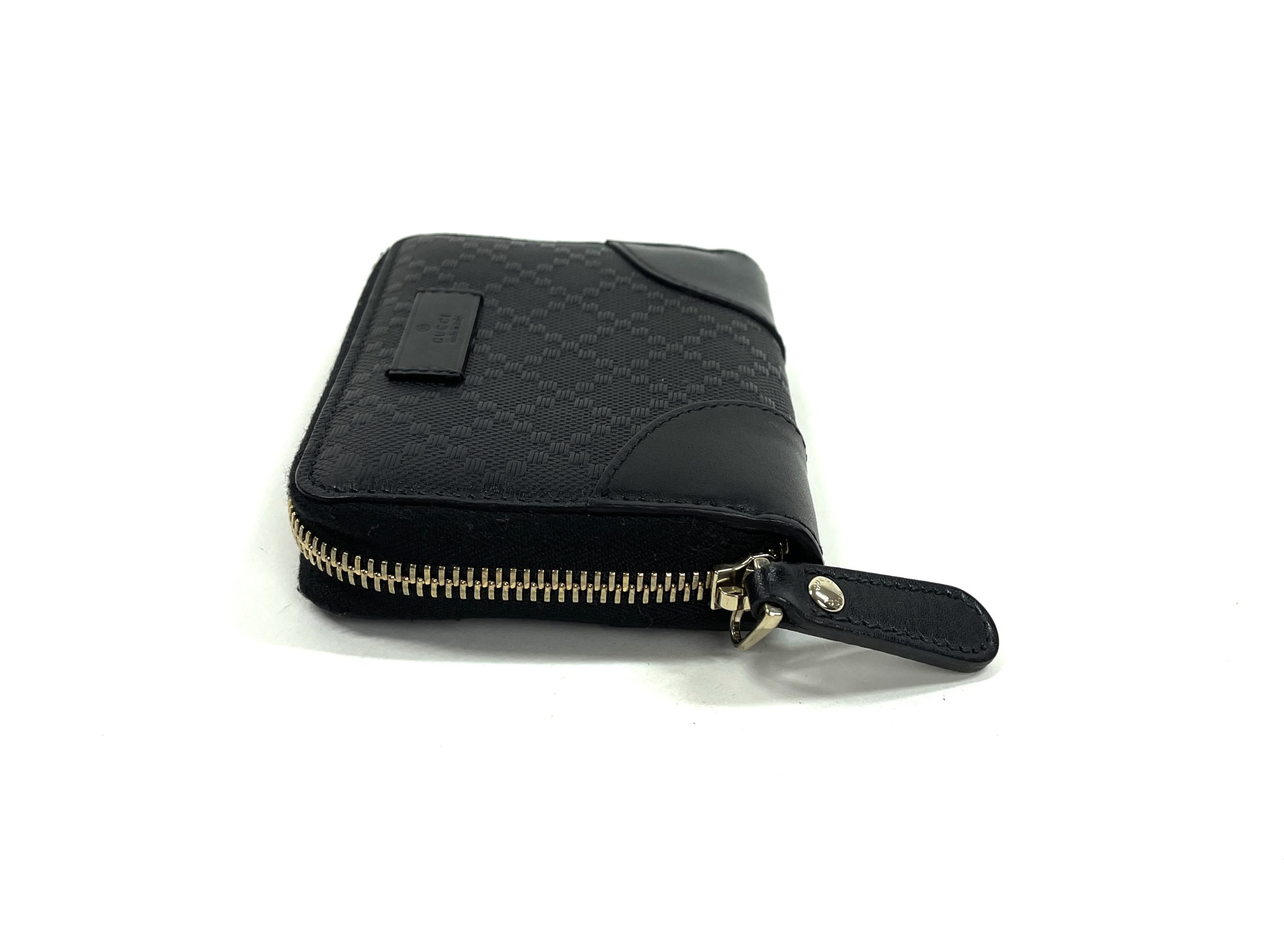 Gucci Black Leather Micro Guccissima Small Zippy Coin Wallet - A