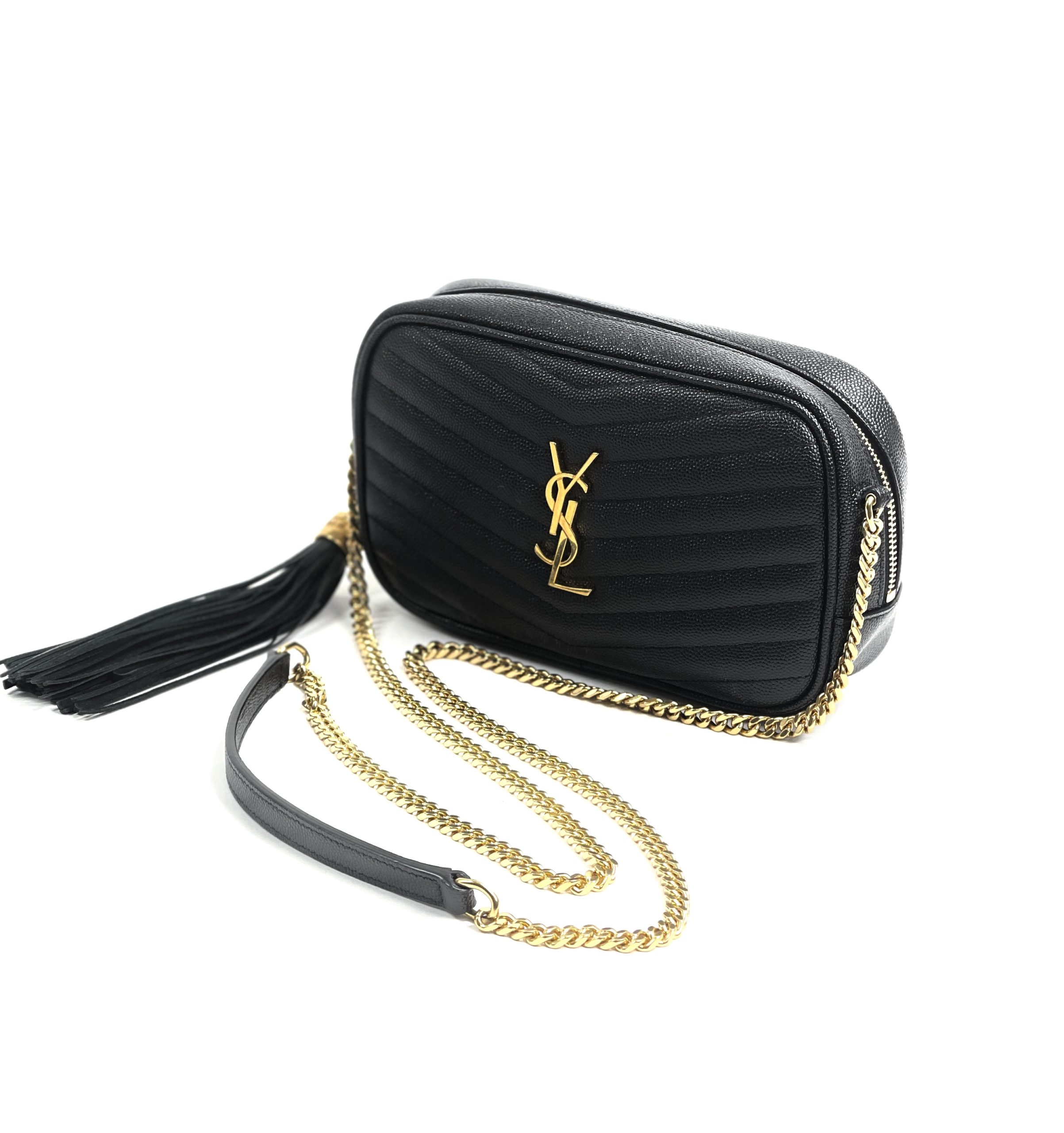 SAINT LAURENT Lou mini leather camera bag BLACK GOLD – Top Quality
