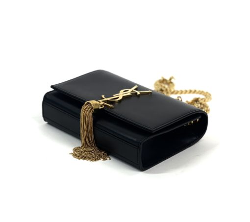 YSL Kate Black Leather Tassel Crossbody with Gold Hardware 9