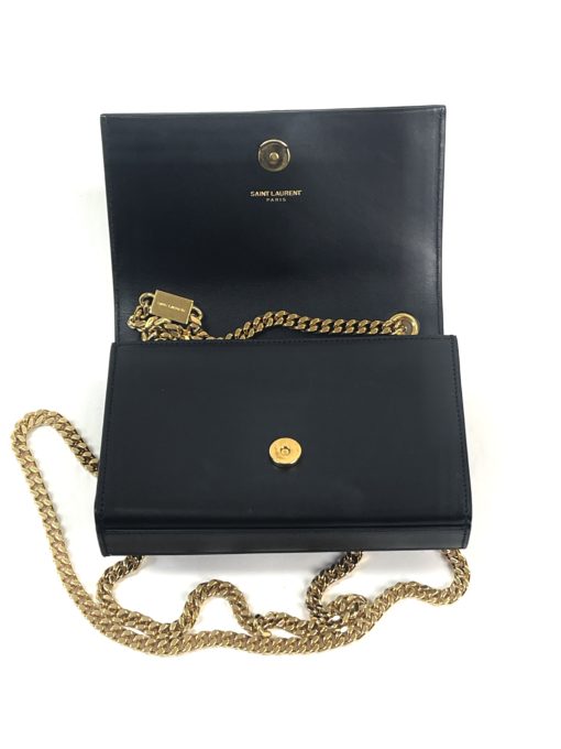 YSL Kate Black Leather Tassel Crossbody with Gold Hardware