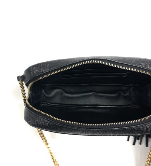 YSL Saint Laurent Mini Lou Black Matelassé Leather Camera Bag inside