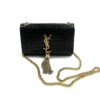 YSL Saint Laurent Small Kate Crocodile-Embossed Black Leather Shoulder Bag With Gold Tassel 2
