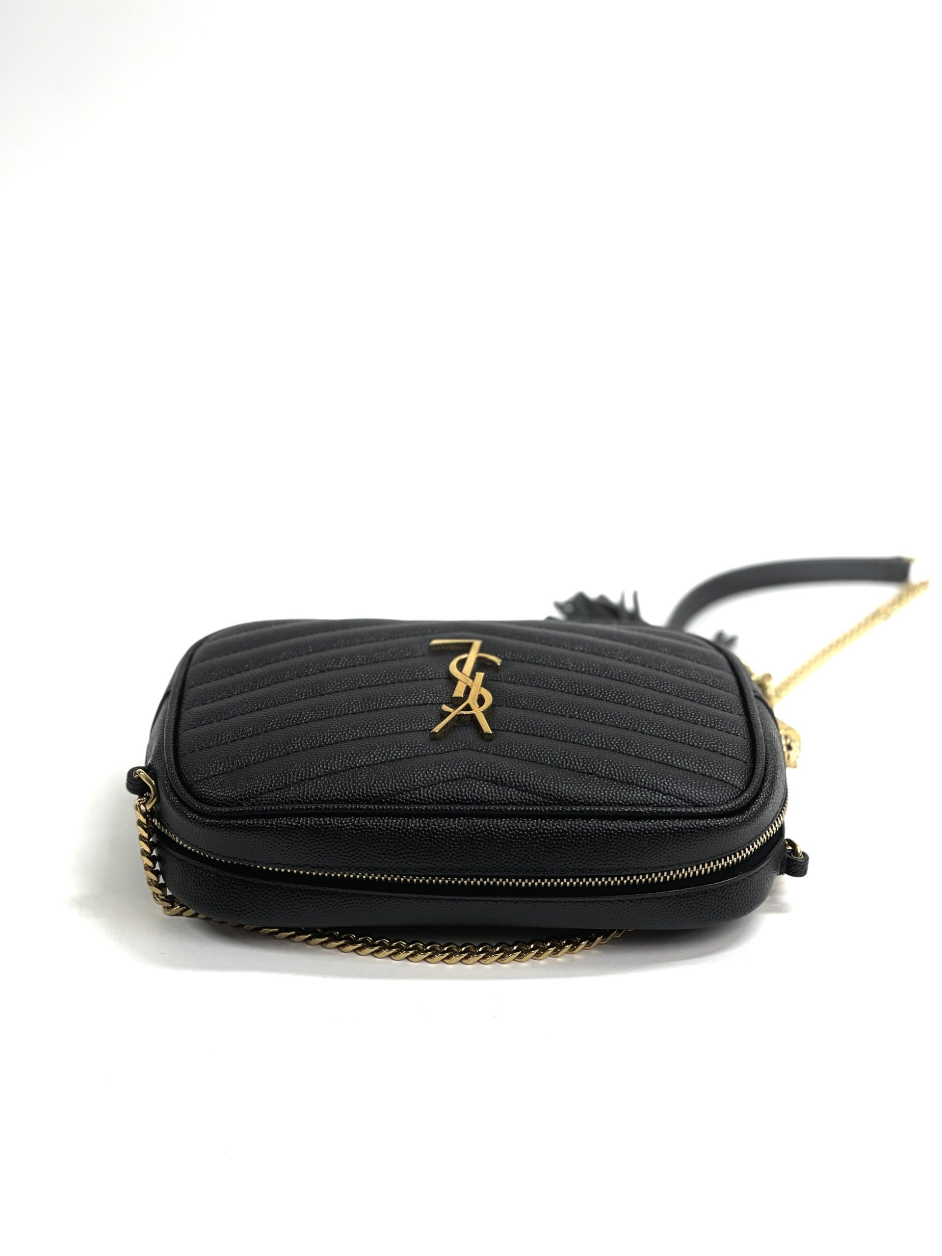 YSL Saint Laurent Mini Lou Black Matelassé Leather Camera Bag - A