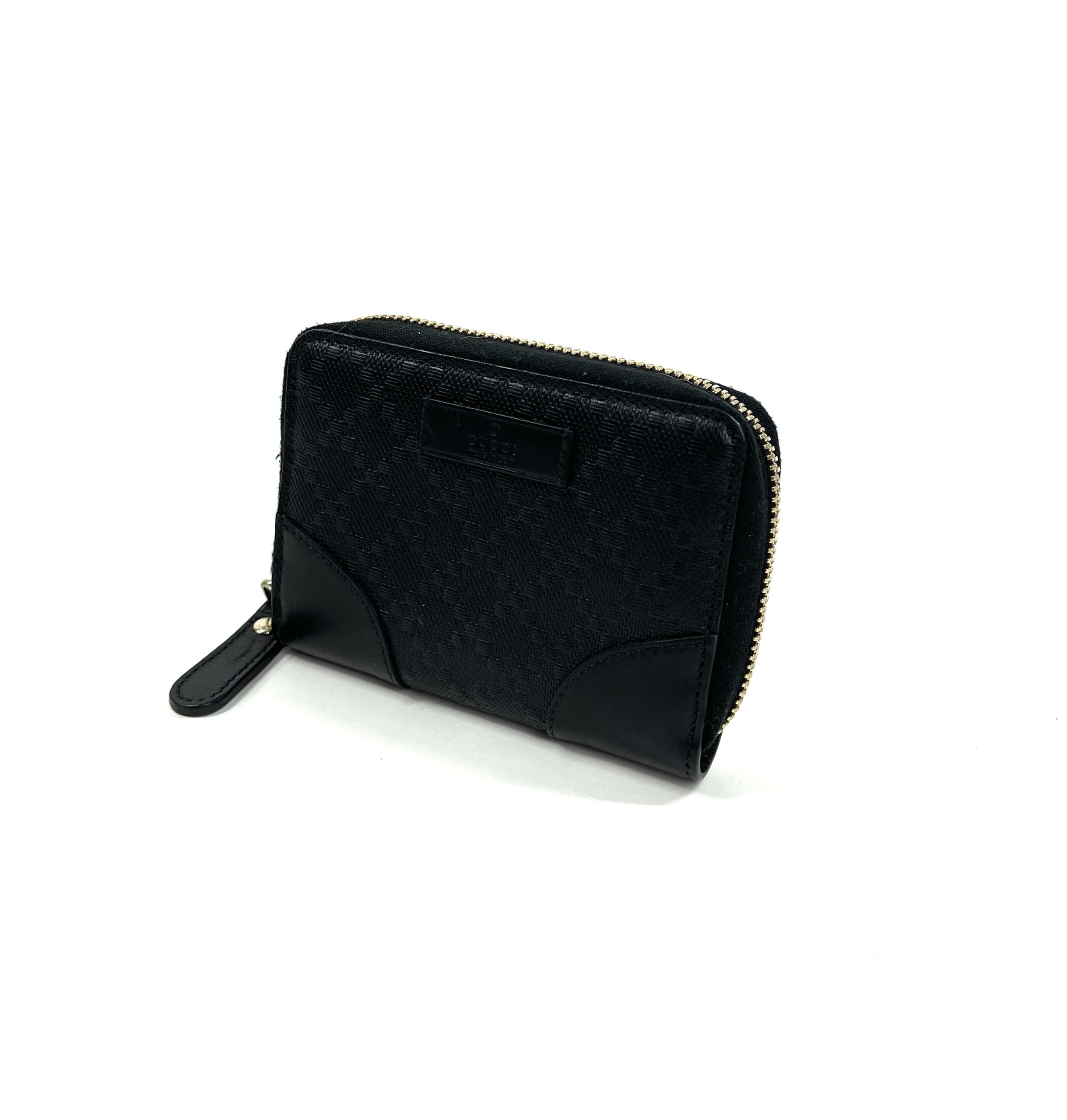 Gucci Black Leather Micro Guccissima Small Zippy Coin Wallet - A