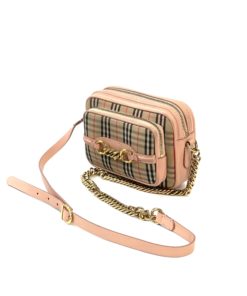 Burberry Chain Link Camera Bag Pink/Peach Crossbody Gold Vintage Check Crossbody
