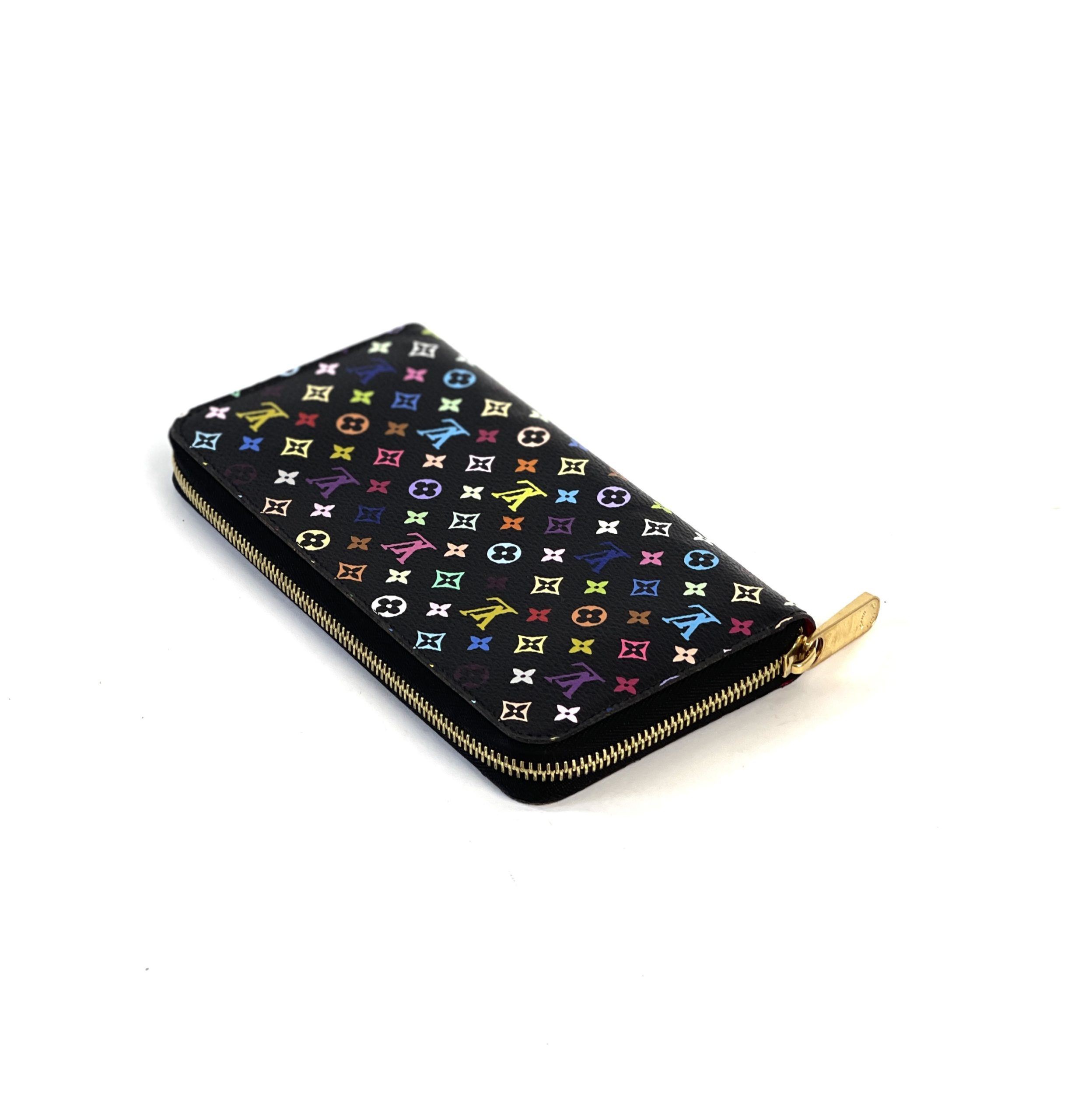 Louis Vuitton Black Monogram Multicolor Litchi Long Zippy Wallet Zip Around