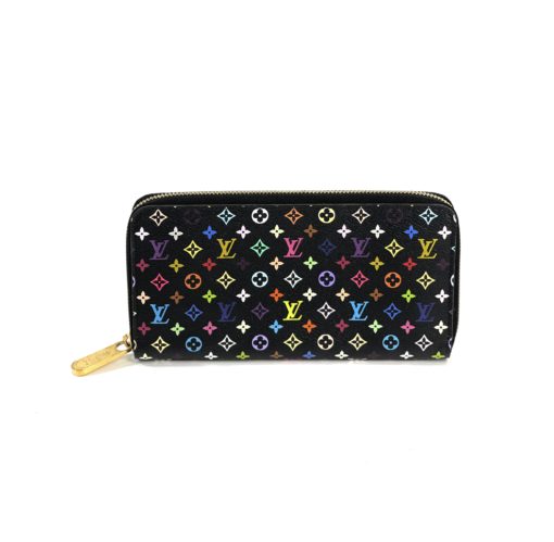Louis Vuitton Monogram Multicolor Zippy Wallet Black Grenade Pink 4