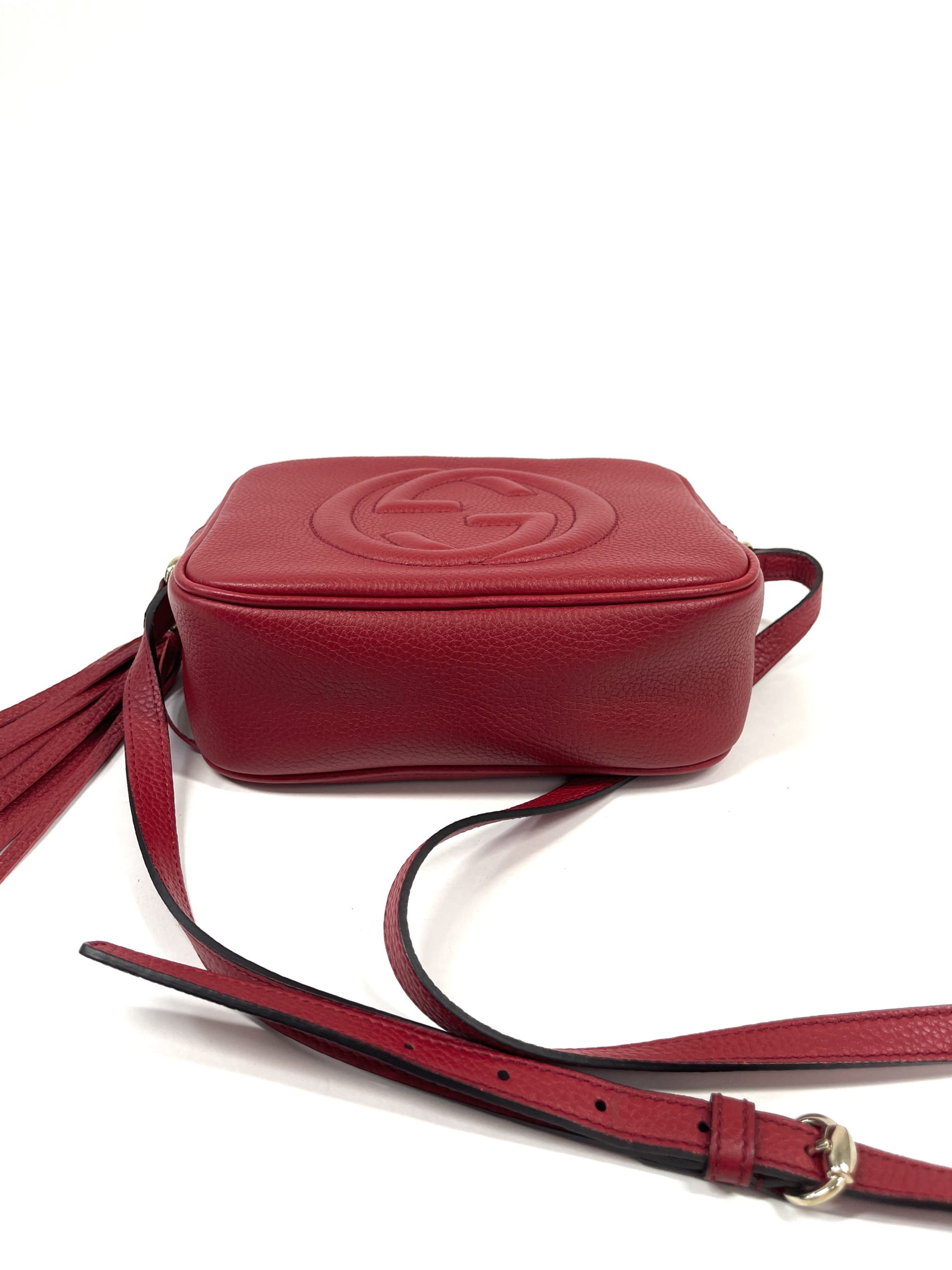Gucci Soho Disco Pebbled Calfskin Small Tabasco Red Leather Cross Body -  MyDesignerly