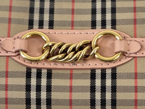 Burberry Chain Link Camera Bag Pink/Peach Crossbody Gold Vintage Check Crossbody 16
