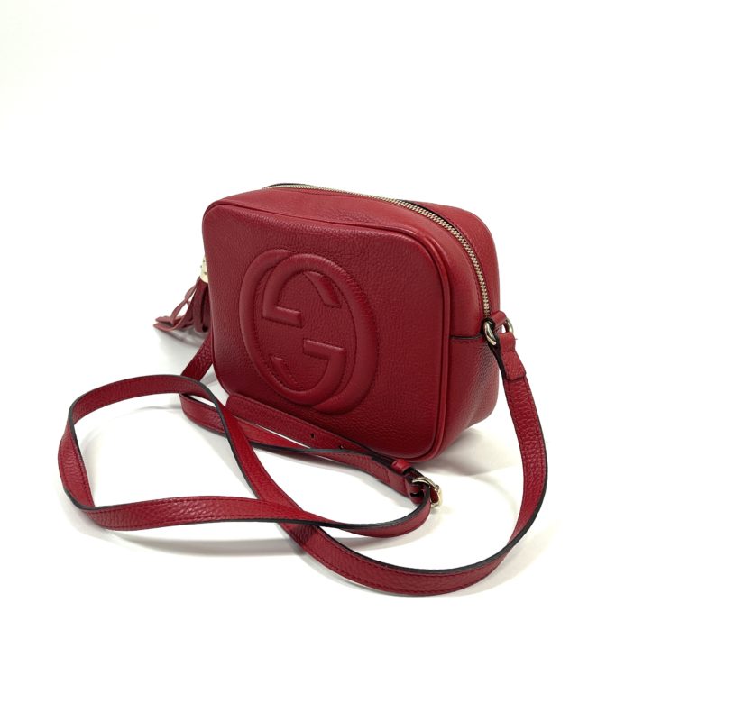 Gucci Soho Flame Red Leather Bag Soft Hobo Italy Handbag New