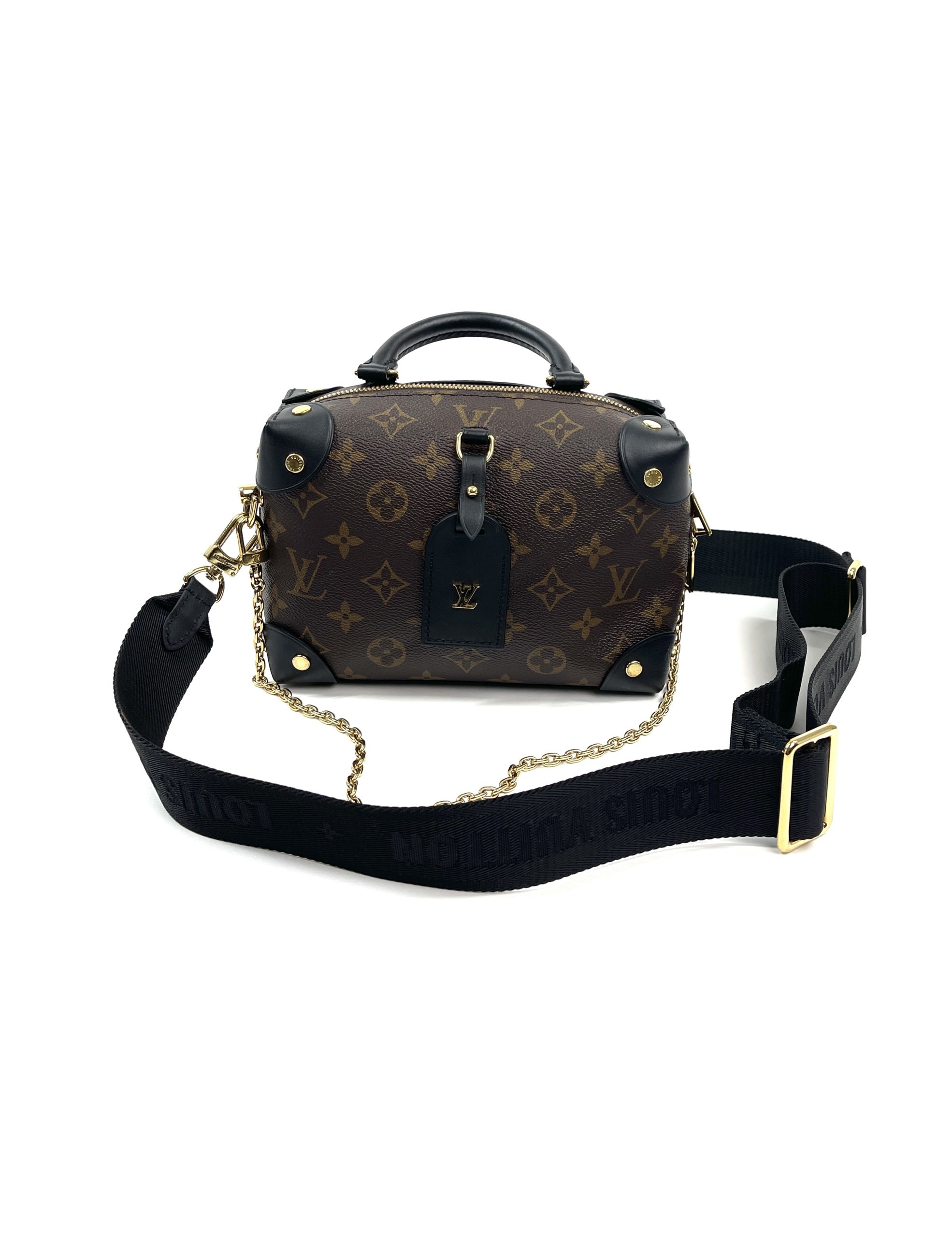 Louis Vuitton Black Coated Canvas and Leather Petite Malle Souple