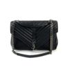 YSL Saint Laurent College Large Quilted Black Leather V-Flap Shoulder Bag 13