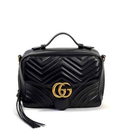 Gucci Matelasse Sylvie Web Marmont GG Black Handbag 2