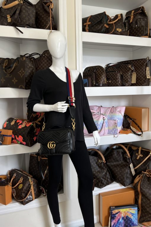 Gucci Matelasse Sylvie Web Marmont GG Black Handbag 3