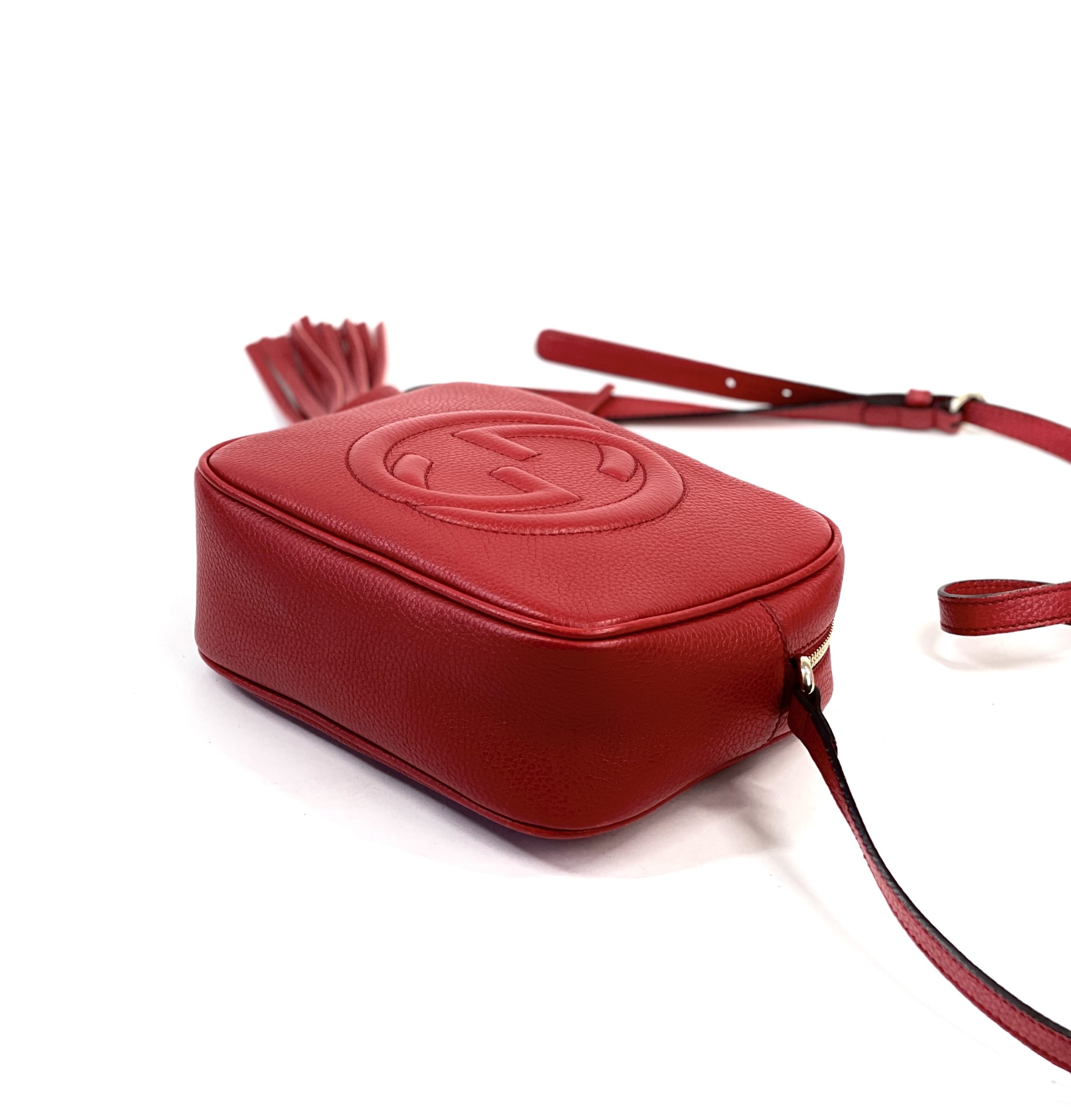 Gucci Soho Flame Red Leather Bag Soft Hobo Italy Handbag New