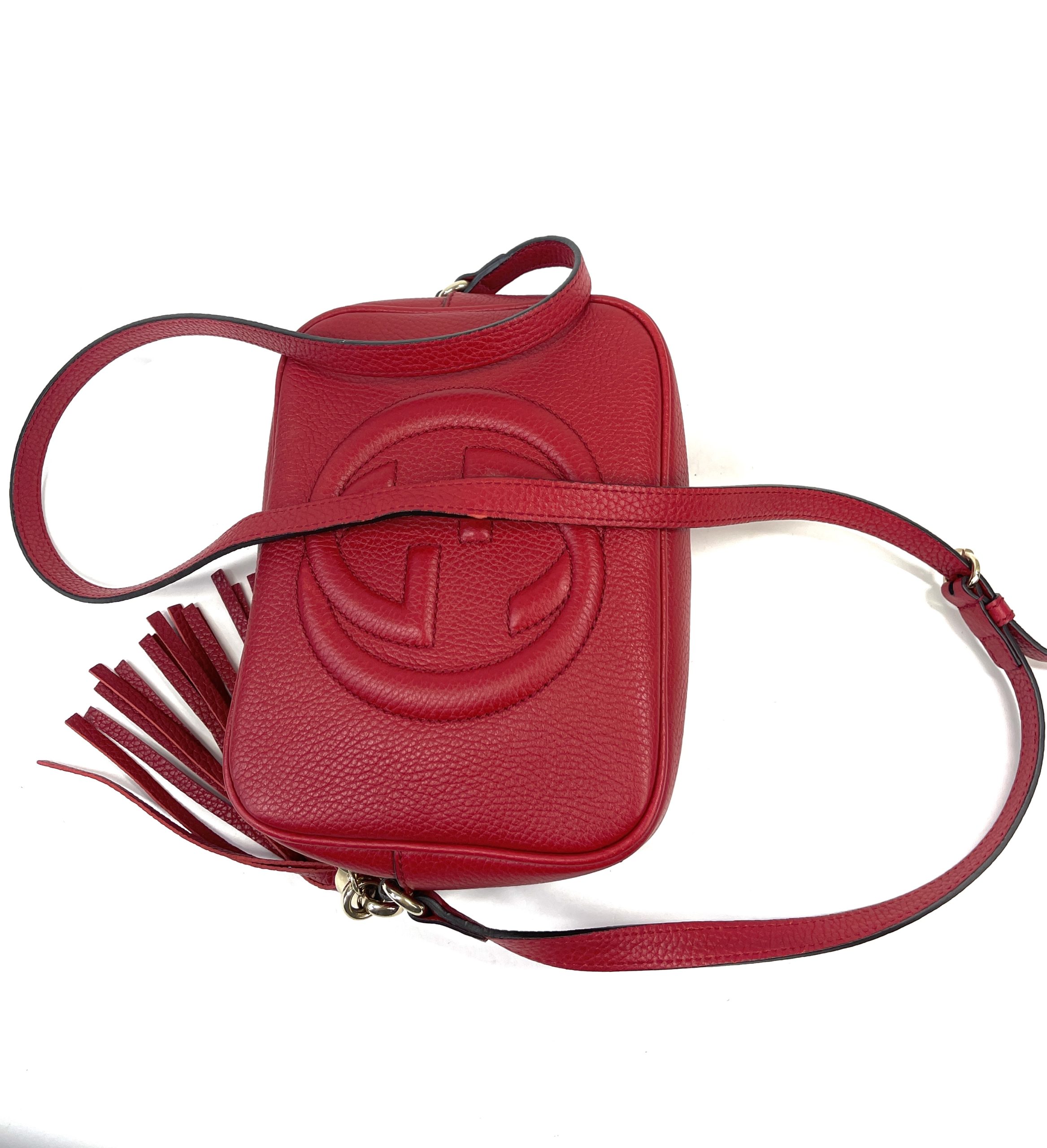 Gucci Soho Disco Pebbled Calfskin Small Tabasco Red Leather Cross Body -  MyDesignerly