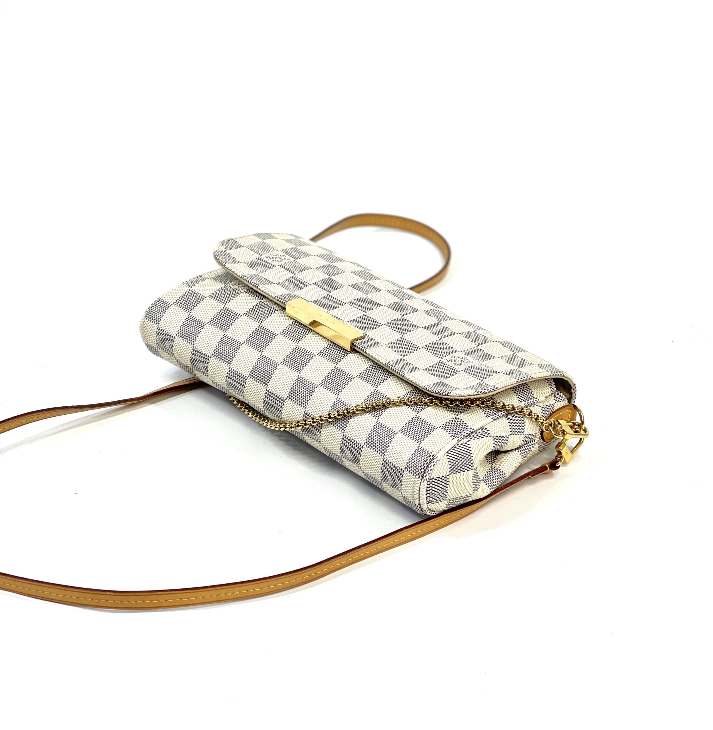 Louis+Vuitton+Favorite+Shoulder+Bag+MM+Blue+Canvas+Damier+Azur+Chain+Strap  for sale online