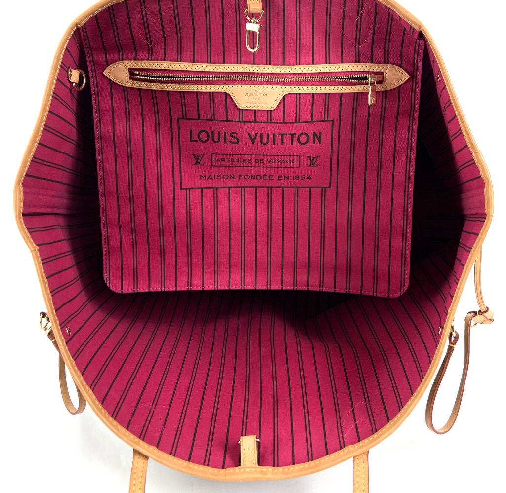 Louis Vuitton Monogram Neverfull MM GM Pouch Pochette Pink Interior
