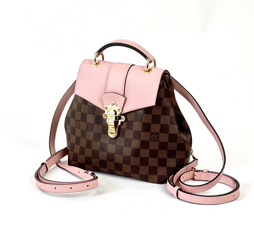 Louis Vuitton Clapton Backpack Damier Brown Canvas Leather Pink
