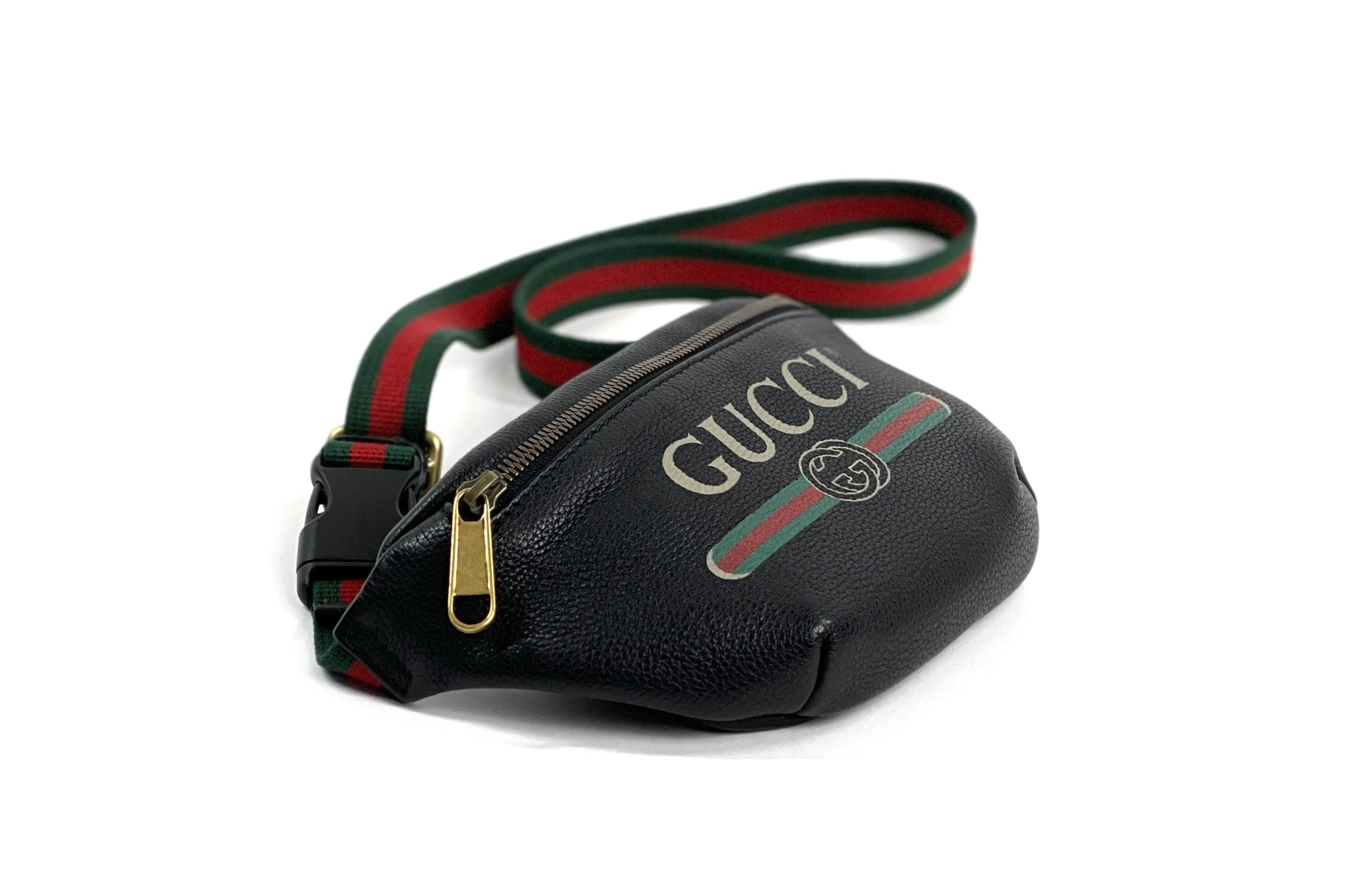 GUCCI Grained Calfskin Small Logo Belt Bag Black - A World Of Goods For You,