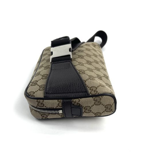 Gucci GG Tan Canvas Belt Bag with Black Trim 16