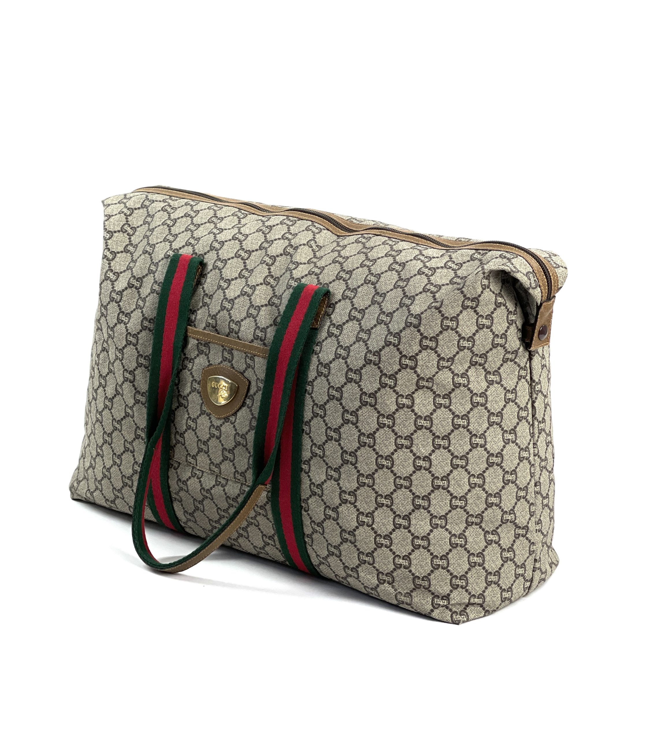 Vintage Gucci Plus brown monogram duffle bag with leather trimming and –  eNdApPi ***where you can find your favorite designer  vintages..authentic, affordable, and lovable.