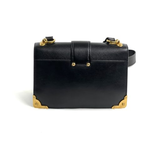 Prada City Calf Black Saffiano Leather Cahier Shoulder Bag rear