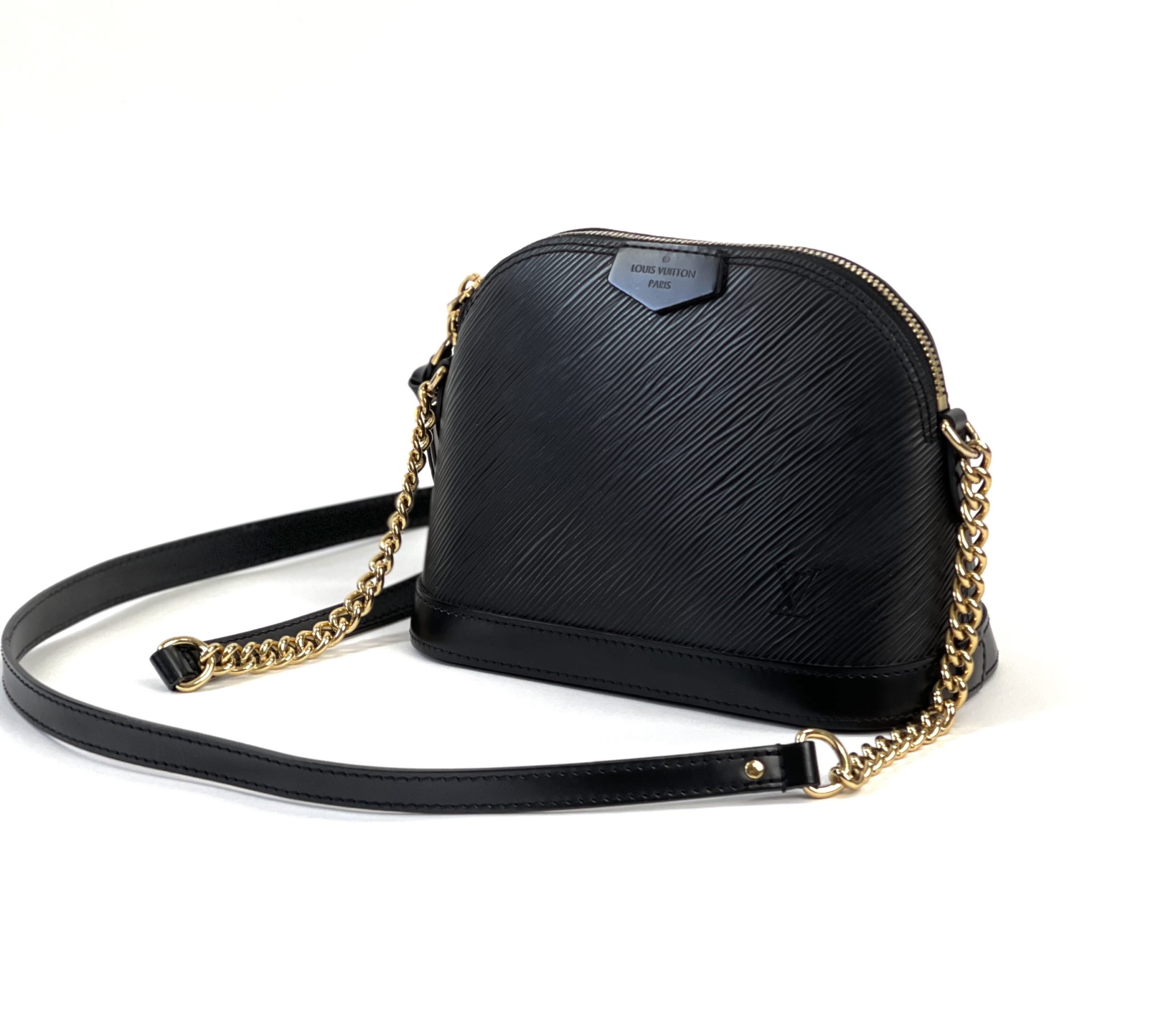 Black Louis Vuitton Cross-body Bag with Gold chain