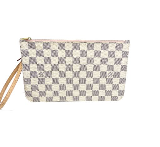 Louis Vuitton Azur Neverfull Pochette Pouch with Rose Ballerine front