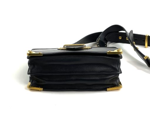 Prada City Calf Black Saffiano Leather Cahier Shoulder Bag bottom