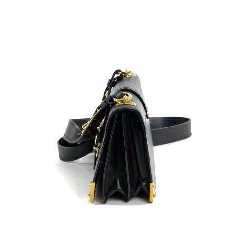 Prada City Calf Black Saffiano Leather Cahier Shoulder Bag side