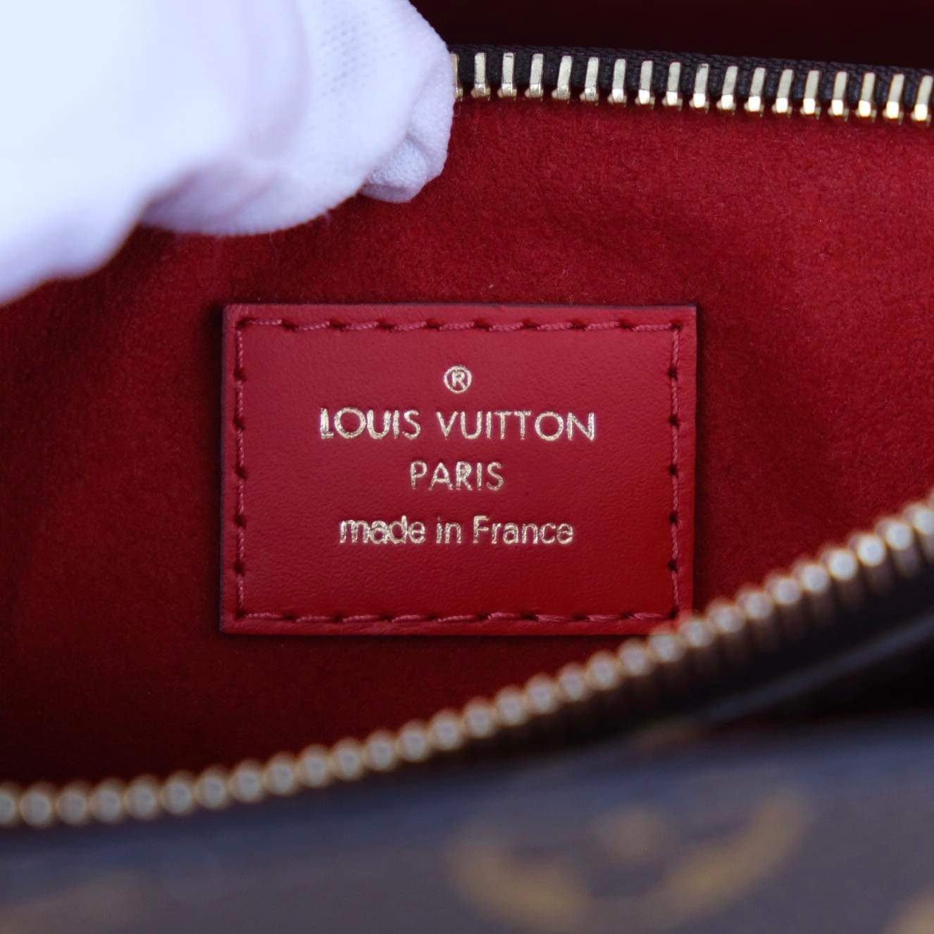 Louis Vuitton Flower Zippered PM Small Zip Satchel Brown Monogram Red