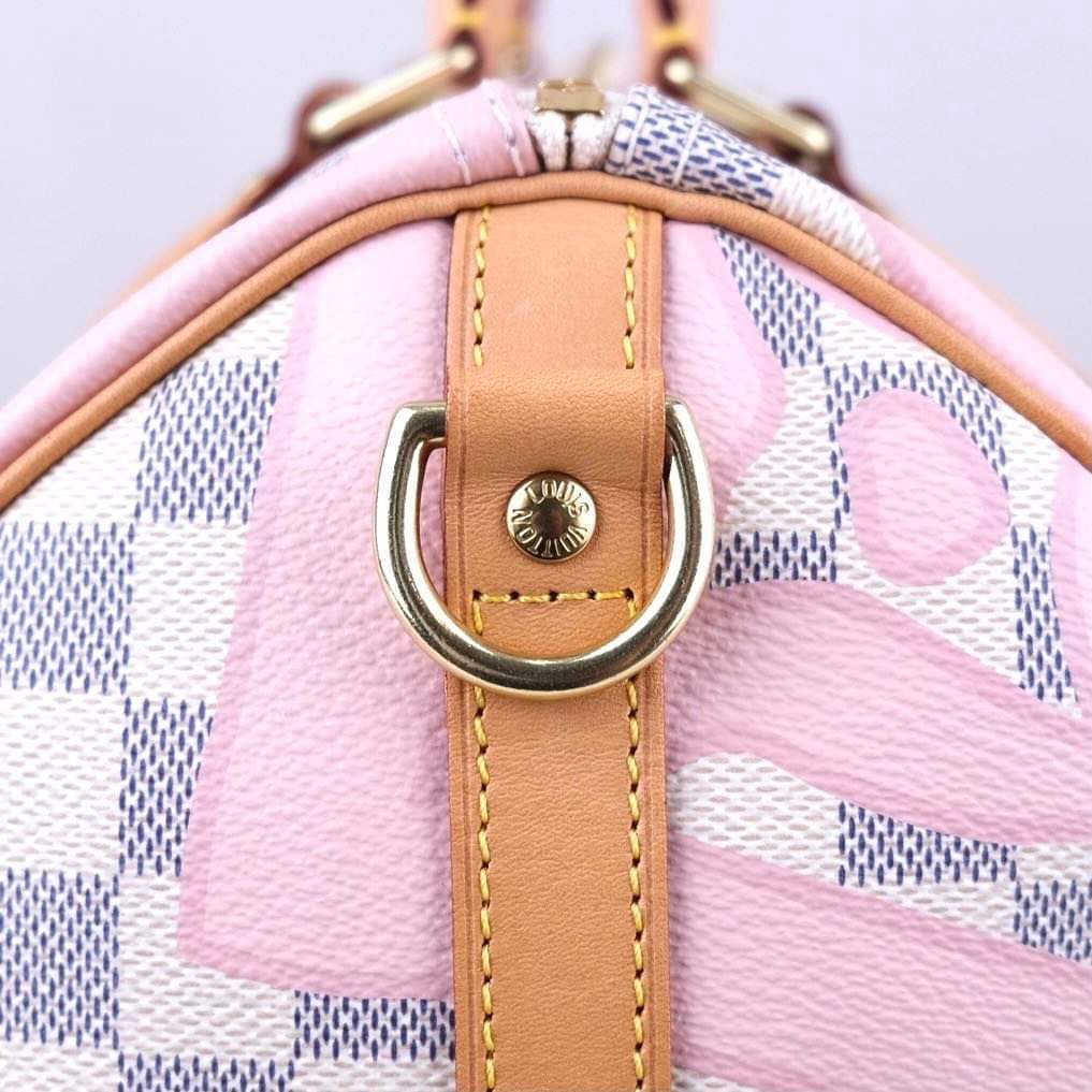 Authentic Louis Vuitton Damier Azur Tahitienne Speedy Bandouliere 30 Rose  Bag