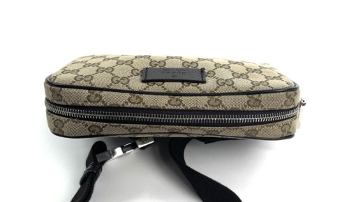Gucci GG Tan Canvas Belt Bag with Black Trim 11