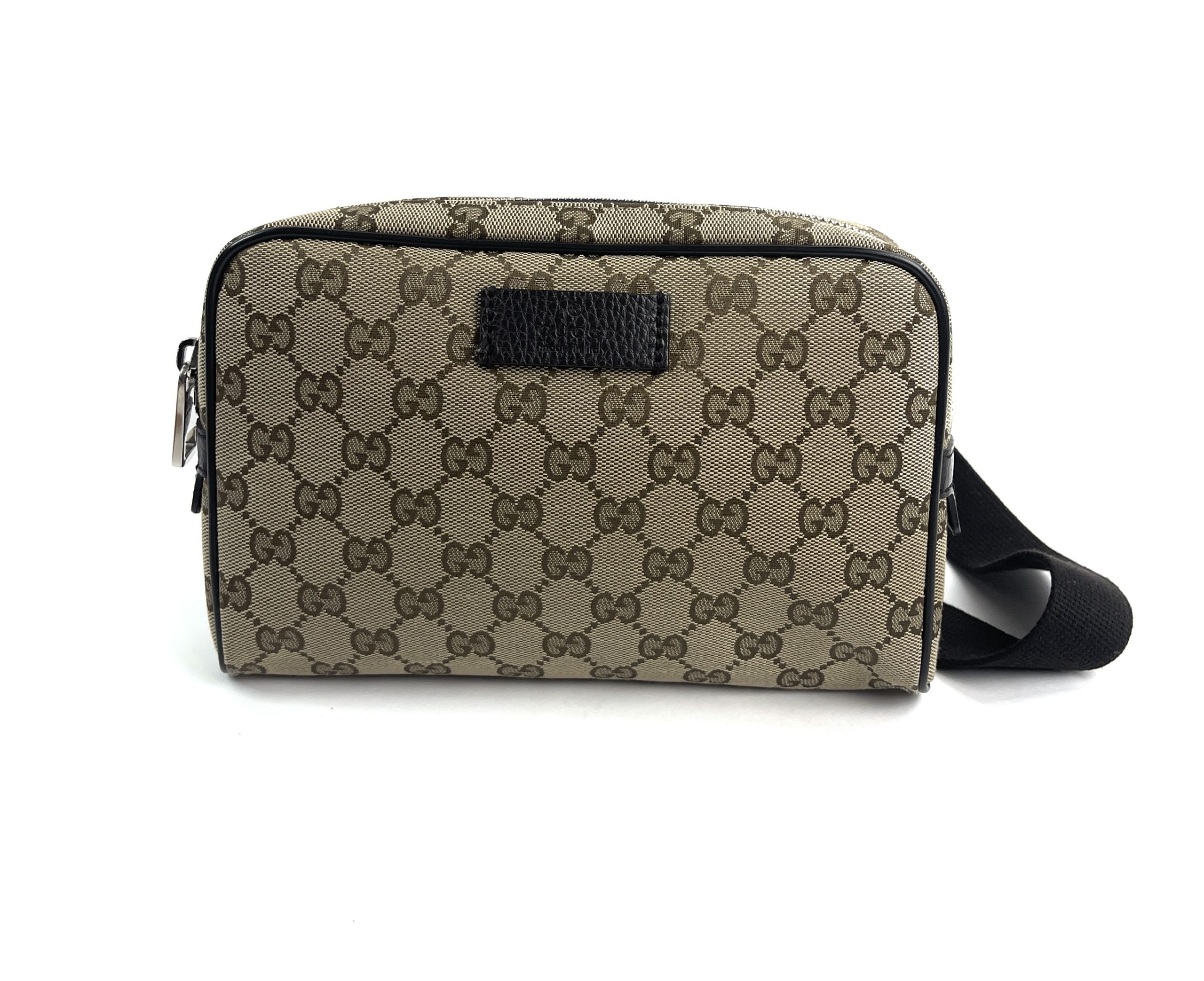 Gucci GG Tan Canvas Belt Bag with Black Trim - A World Of Goods For You, LLC