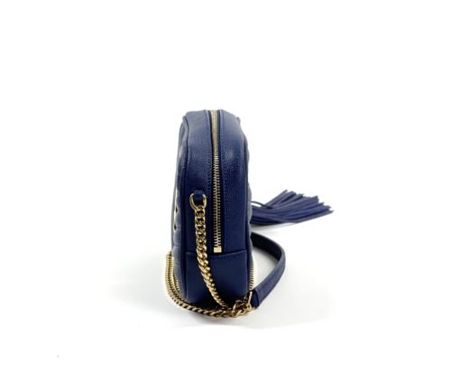 YSL Mini Lou Quilted Grain De Poudre Embossed Navy Leather 6