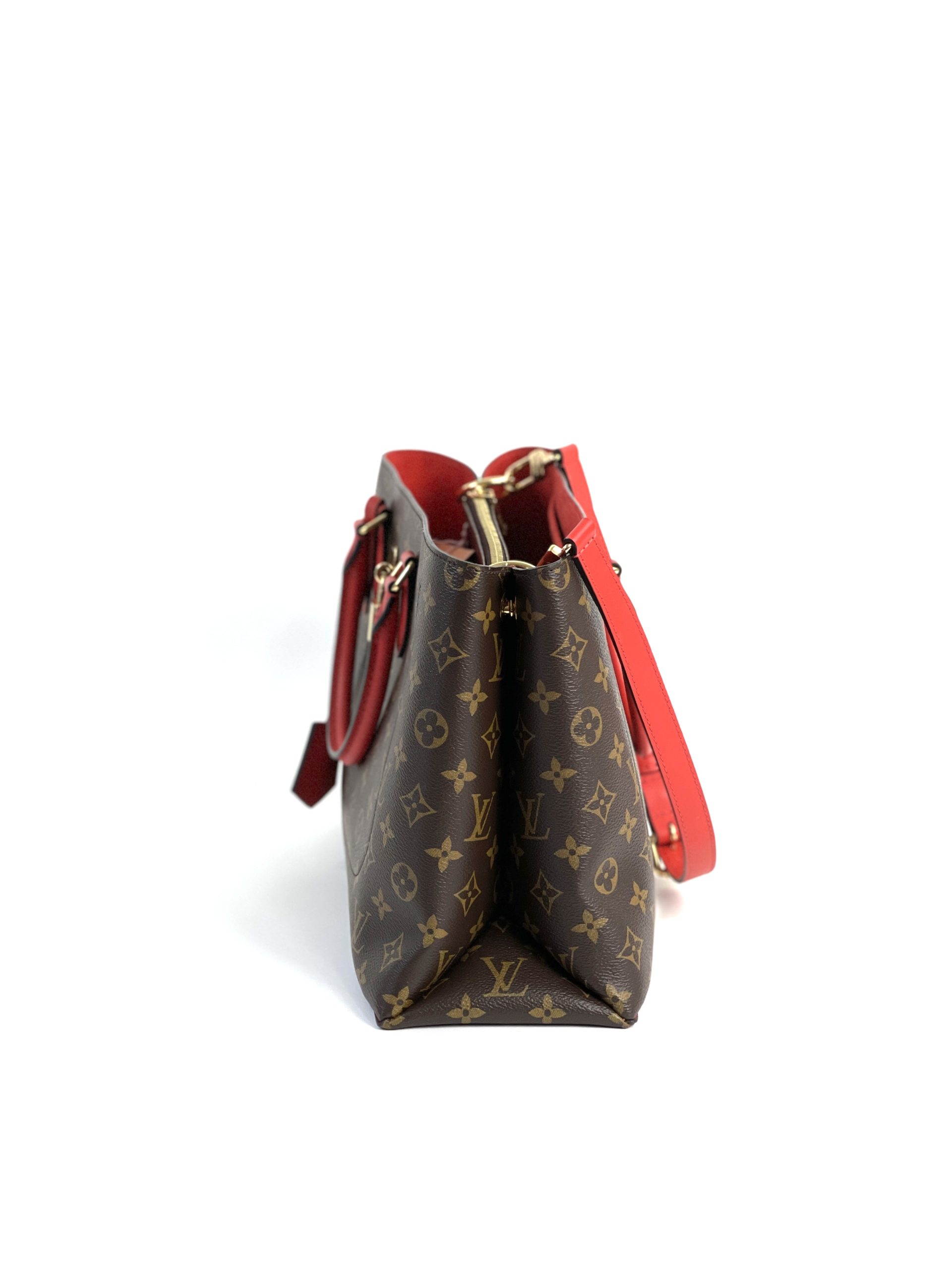 LOUIS VUITTON Monogram Flower Tote Hand Bag Coquelicot 2way M43553 Auth  ro306A